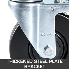 Baker Scaffold Wheels 4 Pack 5" Scaffolding Wheels 1" Solid Round Stem 280LBS Wheels for Scaffolding Rubber Scaffold Wheels with Dual Locking Heavy Duty Casters Capacity