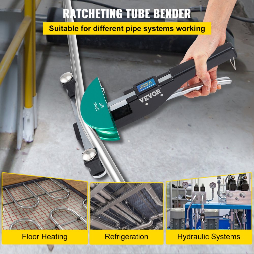 Bostome Copper Pipe Bender with seven color-coded dies for 1/4" to 7/8" bending.