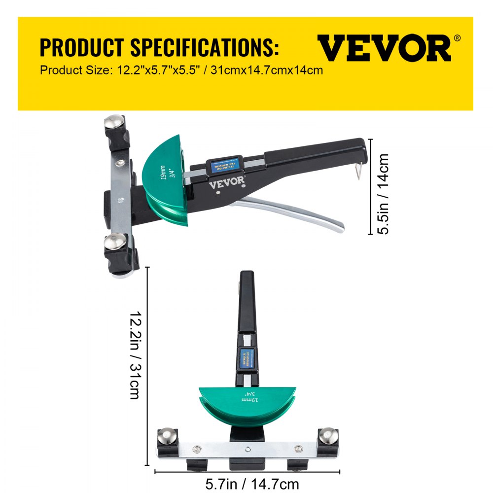 Bostome Copper Pipe Bender with seven color-coded dies for 1/4" to 7/8" pipe bending.