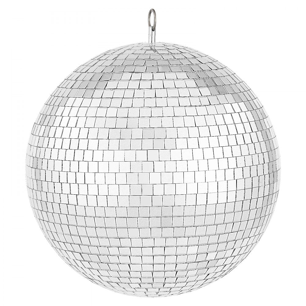 Mirror Disco Ball 12 Inch Silver Party Disco Ball with Hanging Ring