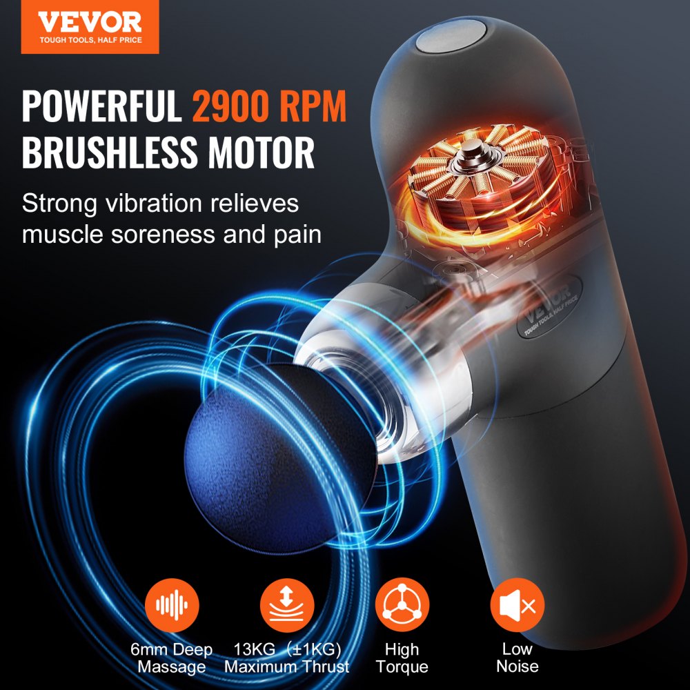 Massage Gun Deep Tissue, Percussion Muscle Massager for Athletes - with 4 Speed Levels & 4 Massage Heads, 7.4V 2500mAh Batteries, Handheld Mini Massage Gun for Pain Relief, Muscle Relaxation