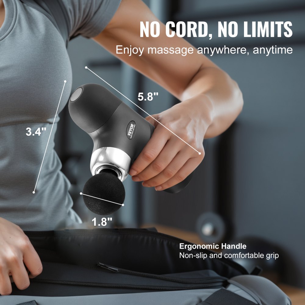 Massage Gun Deep Tissue, Percussion Muscle Massager for Athletes - with 4 Speed Levels & 4 Massage Heads, 7.4V 2500mAh Batteries, Handheld Mini Massage Gun for Pain Relief, Muscle Relaxation