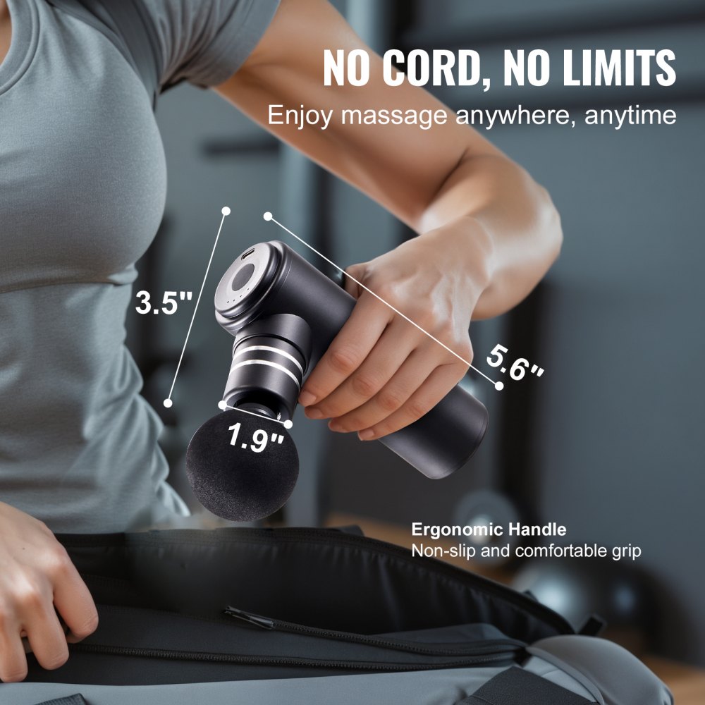 Massage Gun Deep Tissue, Percussion Mini Muscle Massage Gun for Athletes - with 4 Speed Levels & 4 Massage Heads, 12V 2500mAh Batteries, Handheld Massage Gun for Pain Relief, Muscle Relaxation