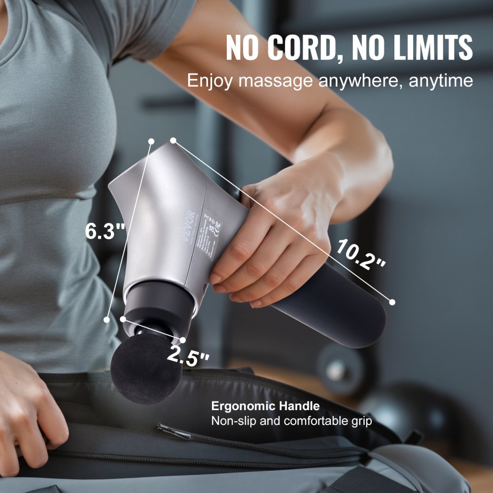 Massage Gun Deep Tissue, Percussion Muscle Massager for Athletes - with 6 Speed Levels & 4 Massage Heads, 12V 2500mAh Batteries, Handheld Electric Massage Gun for Pain Relief, Muscle Relaxation
