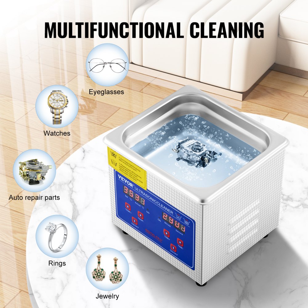 Ultrasonic Cleaner 1.3L Professional Ultrasonic Cleaner with Digital Timer 40kHz Excellent Ultrasonic Cleaning Machine 110V for Jewelry Watch Ring Coin Diamond Eyeglasses Small Parts Cleaning