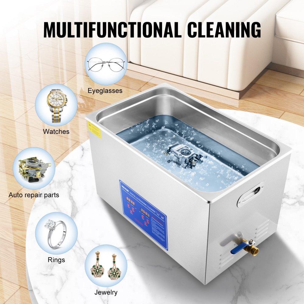 Ultrasonic Cleaner 30L Ultrasonic Cleaner for Cleaning Eyeglasses Dentures Commercial Industrial Ultrasonic Cleaner with Digital Heater Timer and Cleaner Basket (30 Liter)
