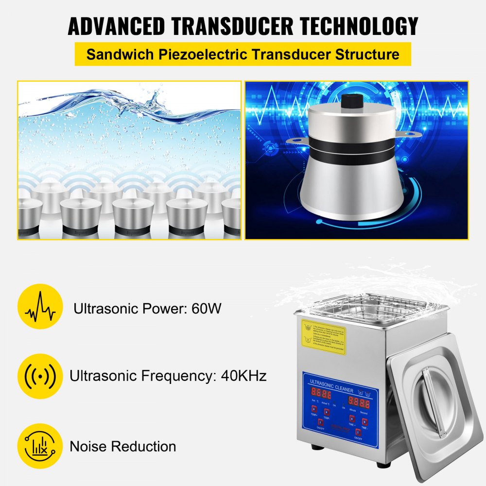Ultrasonic Cleaner 2L Digital Ultrasonic Parts Cleaner with Timer 40kHz Professional 304 Stainless Steel Ultrasonic Cleaner 110V for Jewelry Watch Glasses Diamond Eyeglass Small Parts Cleaning