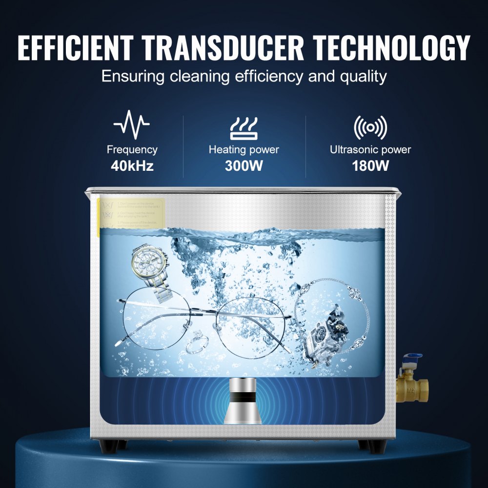 Commercial Ultrasonic Cleaner 6L Professional Ultrasonic Cleaner 40kHz with Digital Timer&Heater 110V Excellent Cleaning Machine for Watch Instruments Industrial Parts Excellent Cleaner Solution