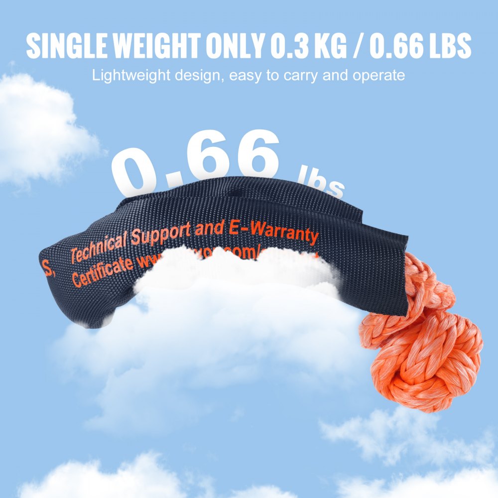 Soft Shackle Synthetic Recovery Rope 2PCS 1/2"x22" 44092lbs Break Strength