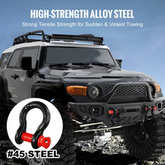 1/2" D-Ring Shackle, 4 Pack Alloy Steel Shackles 17637 lbs (8 Ton) Break Strength with 5/8" Screw Pin, Heavy Duty Off Road Vehicle Recovery Shackle, Towing Accessories for Jeep Truck, Black