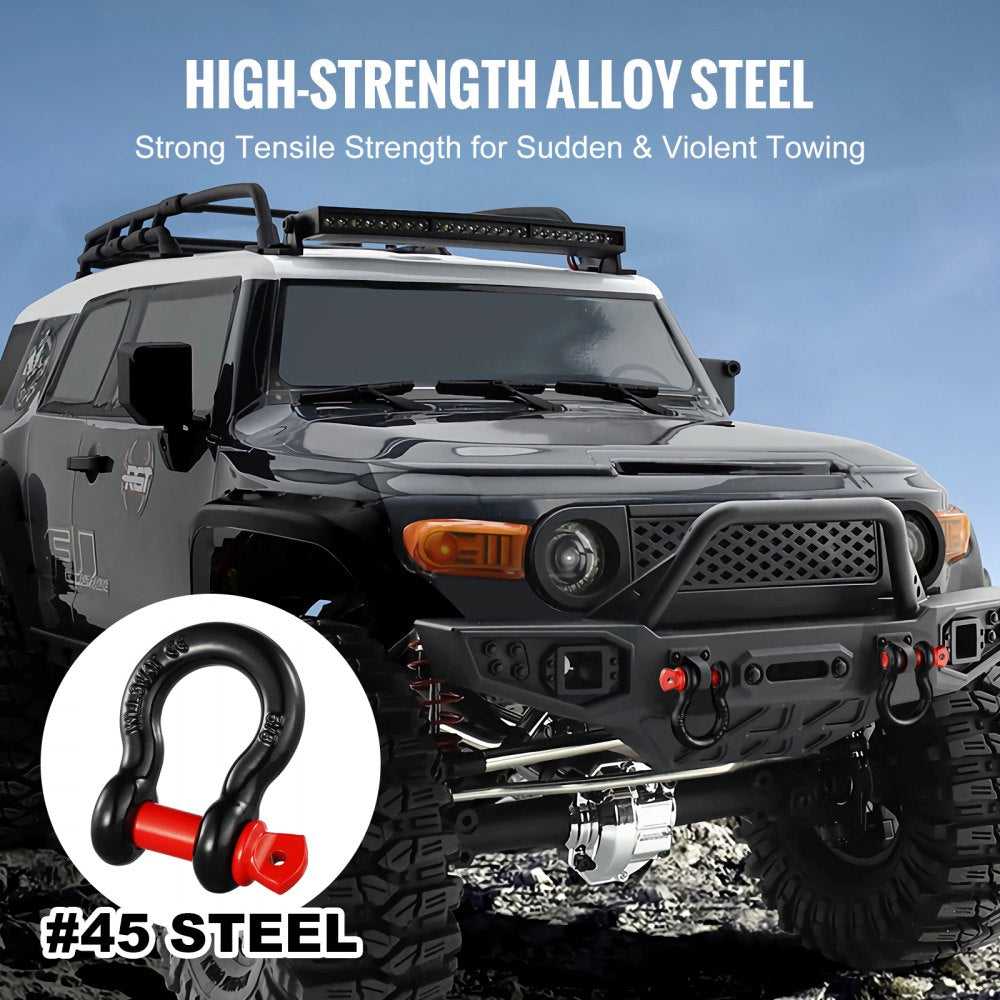 5/8" D-Ring Shackle, 4 Pack Alloy Steel Shackles 28660 lbs (13 Ton) Break Strength with 3/4" Screw Pin, Heavy Duty Off Road Vehicle Recovery Shackle, Towing Accessories for Jeep Truck, Black