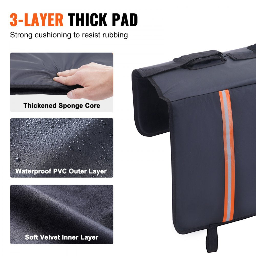 Tailgate Bike Pad, 62" Truck Tailgate Pad Carry 6 Mountain Bikes, Upgraded Grooves Tailgate Protection Pad with Reflective Strips and Tool Pockets, with Camera Opening for Most Pickup Trucks