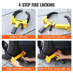 Wheel Lock, 2 Packs Universal Wheel Clamp Lock, Adjustable Anti Theft Trailer Lock Wheel Clamp, Heavy-duty Steel Tire Lock for ATV SUV Car Golf Cart Boats Motorcycles, with 6 Keys