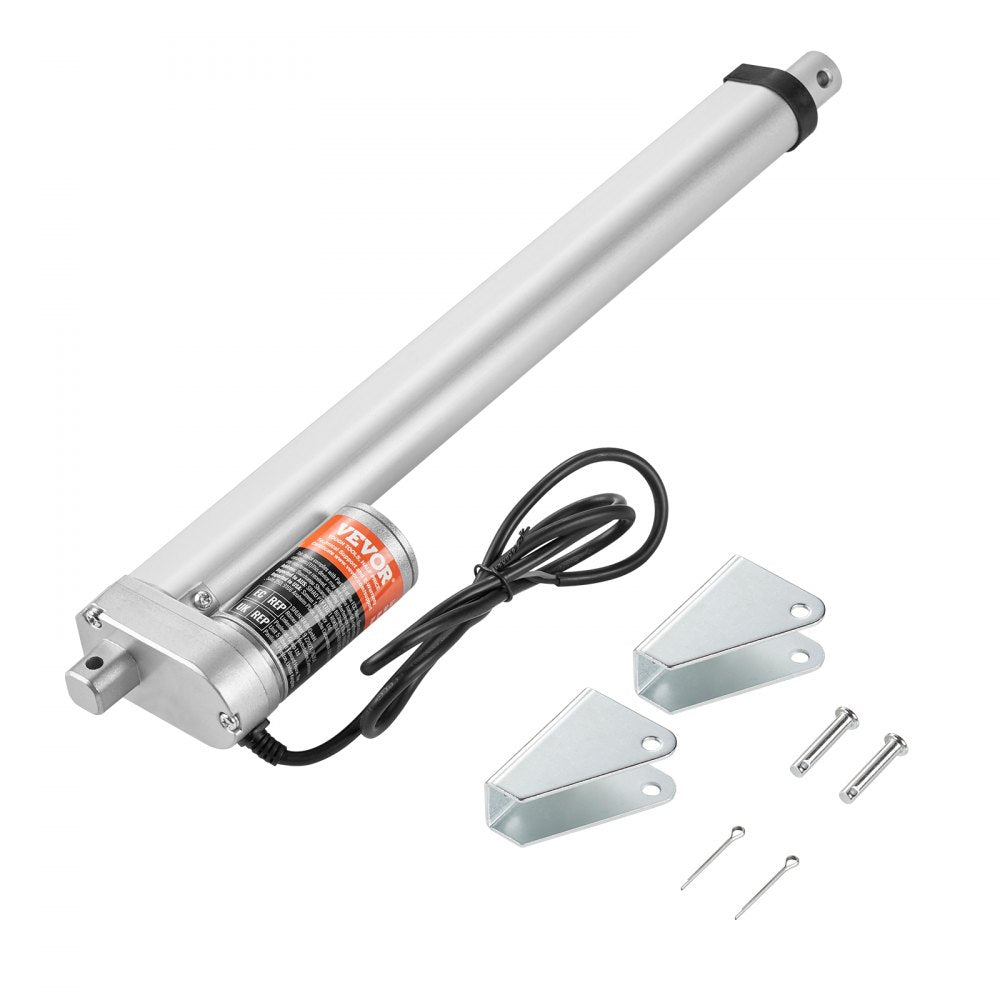 Linear Actuator 12V, 12 Inch High Load 330lbs/1500N Linear Actuator, 0.19"/s Linear Motion Actuator with Mounting Bracket and IP54 Protection