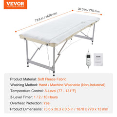 Massage Table Warmer Heating Pad with Timer & 8 Heat Settings  73.6" x 30"