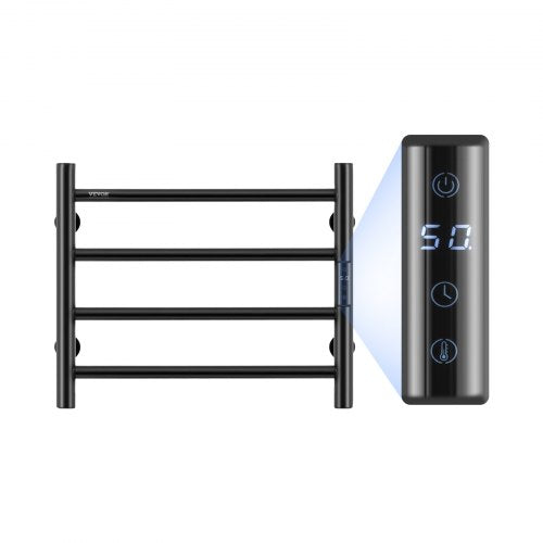Towel Warmer Heated Towel Bar-Rack - Nopwer Bathroom Wall Mounted Electric Towel Drying Plug-in Matte  Black 4 Bars