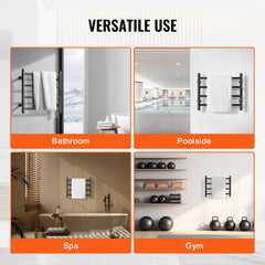 Towel Warmer Heated Towel Bar-Rack - Nopwer Bathroom Wall Mounted Electric Towel Drying Plug-in Matte  Black 4 Bars