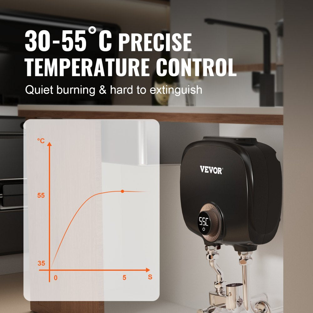 Bostome 7KW electric tankless water heater with digital display for instant hot water.