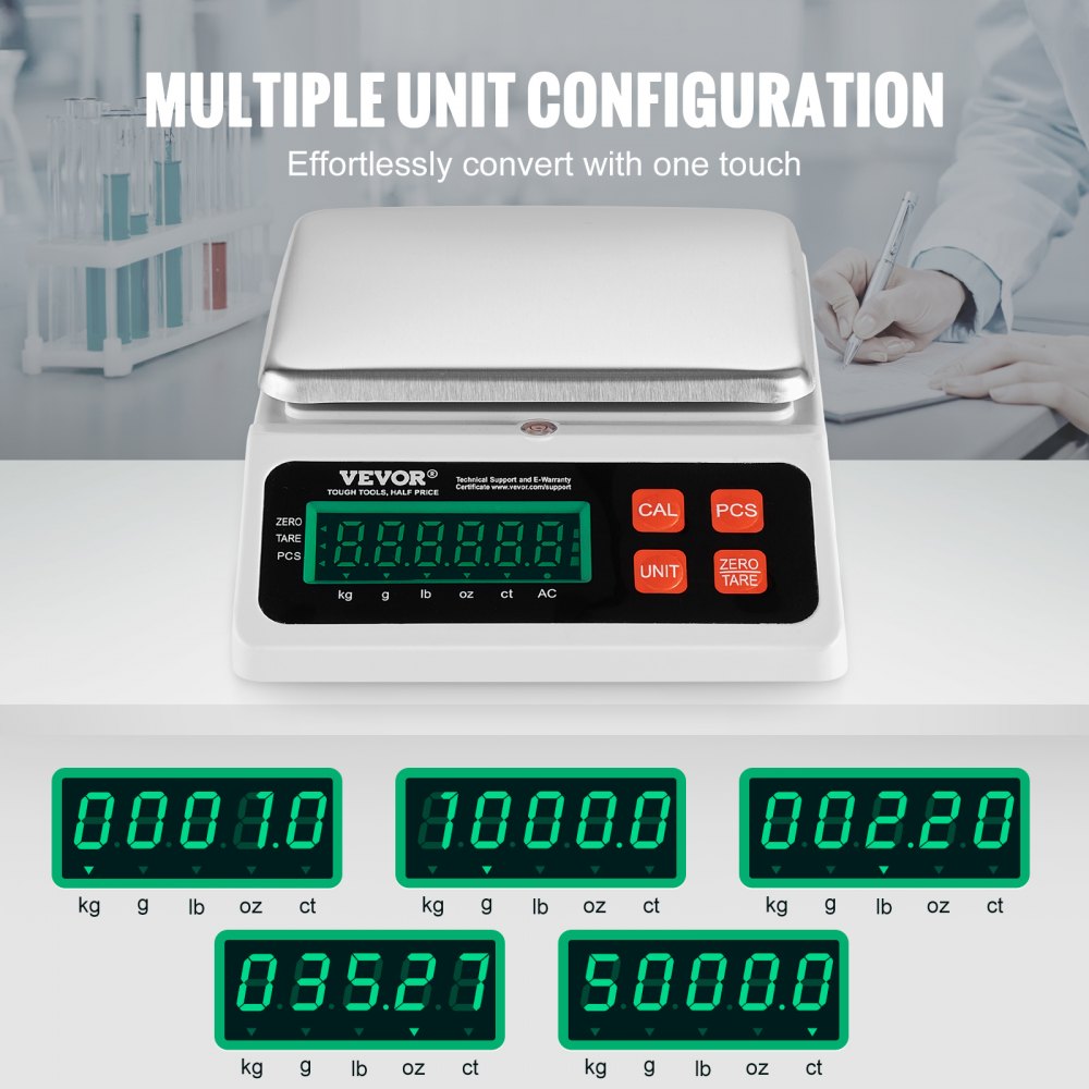 Industrial Counting Scale, 10 kg x 0.1 g, Digital Scale for Parts and Coins, g/kg/lb/oz/ct Units, Electronic Gram Scale Inventory Counting Scale Kitchen Jewelry Counting Scale with LED Screen