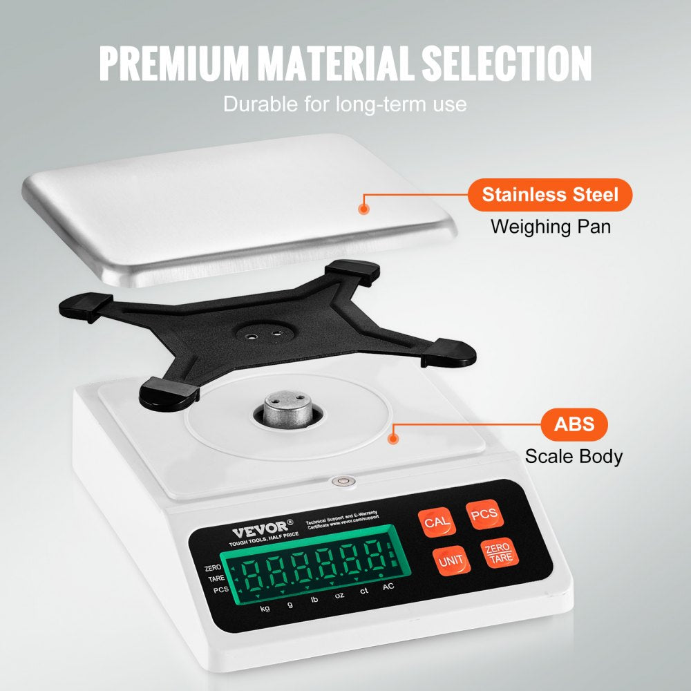 Industrial Counting Scale, 10 kg x 0.1 g, Digital Scale for Parts and Coins, g/kg/lb/oz/ct Units, Electronic Gram Scale Inventory Counting Scale Kitchen Jewelry Counting Scale with LED Screen