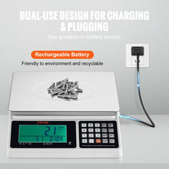 Industrial Counting Scale, 30 kg x 1 g, Digital Scale for Parts and Coins, g/kg/lb Units, Electronic Gram Scale Inventory Counting Scale Kitchen Jewelry Scale with RS232 Port and LCD Screen