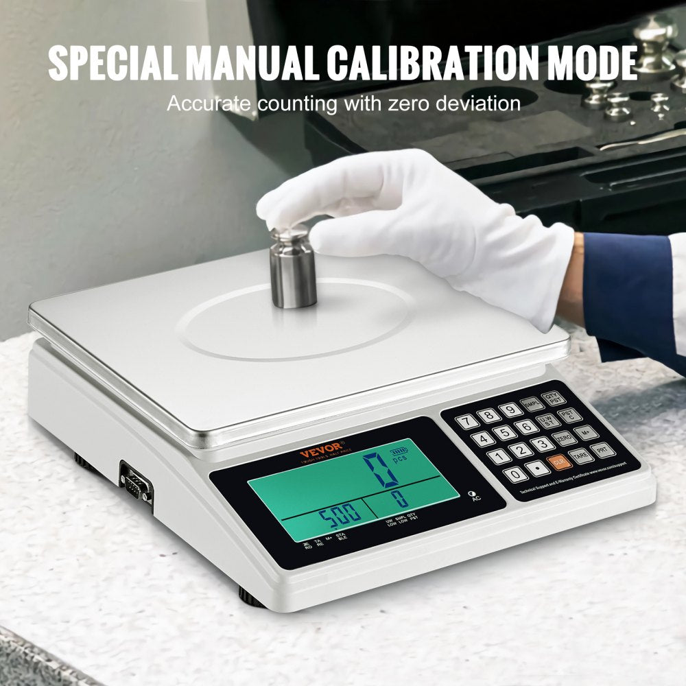Industrial Counting Scale, 30 kg x 1 g, Digital Scale for Parts and Coins, g/kg/lb Units, Electronic Gram Scale Inventory Counting Scale Kitchen Jewelry Scale with RS232 Port and LCD Screen