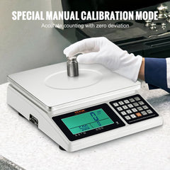 Industrial Counting Scale, 30 kg x 1 g, Digital Scale for Parts and Coins, g/kg/lb Units, Electronic Gram Scale Inventory Counting Scale Kitchen Jewelry Scale with RS232 Port and LCD Screen