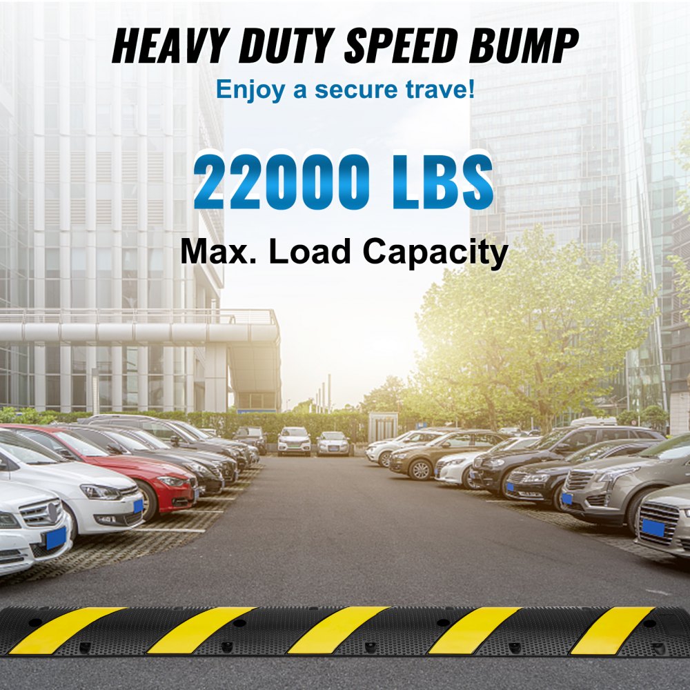 72`` Rubber Speed Bump 2 Channel 22000 lbs Load Heavy Duty Speed Hump