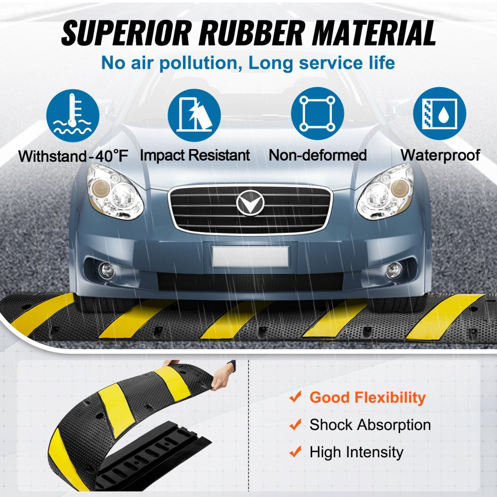 72`` Rubber Speed Bump 2 Channel 22000 lbs Load Heavy Duty Speed Hump