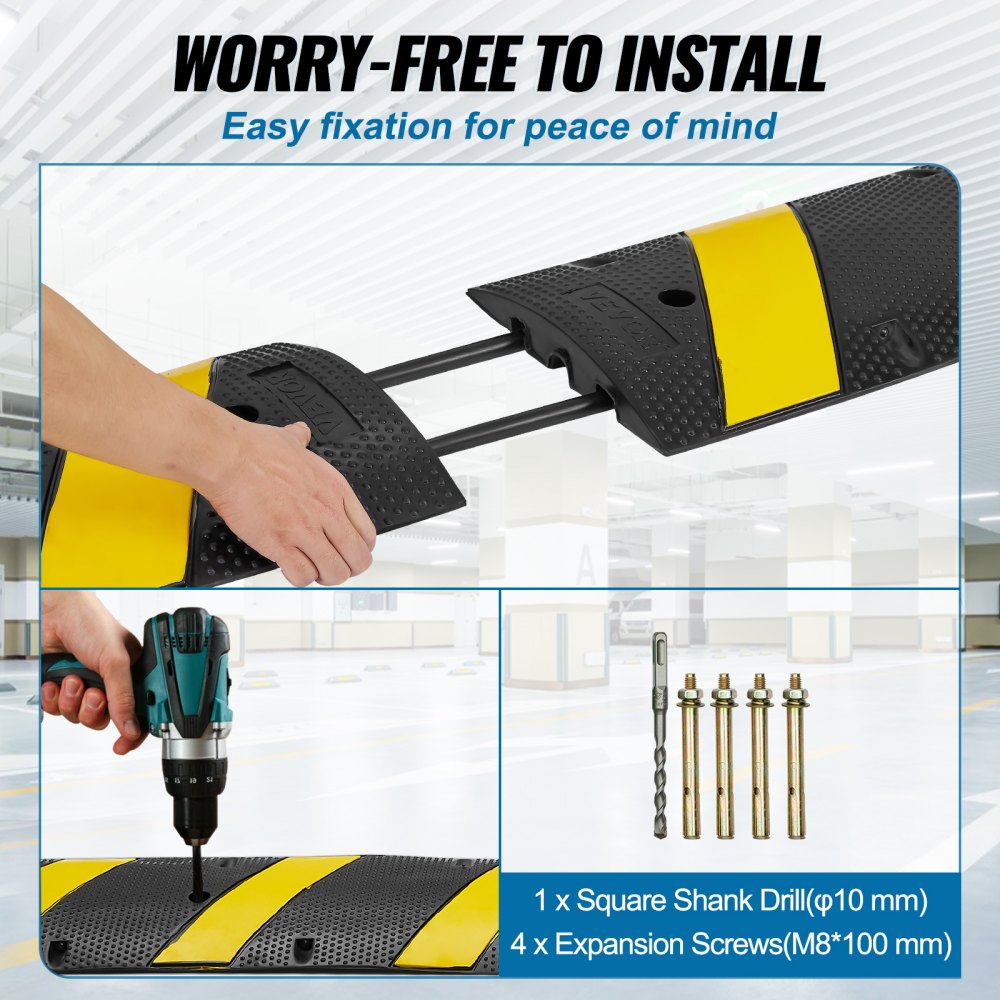 72`` Rubber Speed Bump 2 Channel 22000 lbs Load Heavy Duty Speed Hump