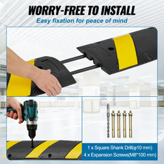 72`` Rubber Speed Bump 2 Channel 22000 lbs Load Heavy Duty Speed Hump