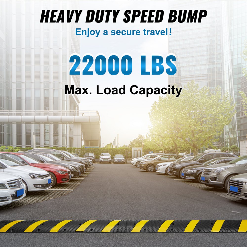 2 PCs 72`` Rubber Speed Bump 2 Channel 22000lbs Load Heavy Duty Speed Hump