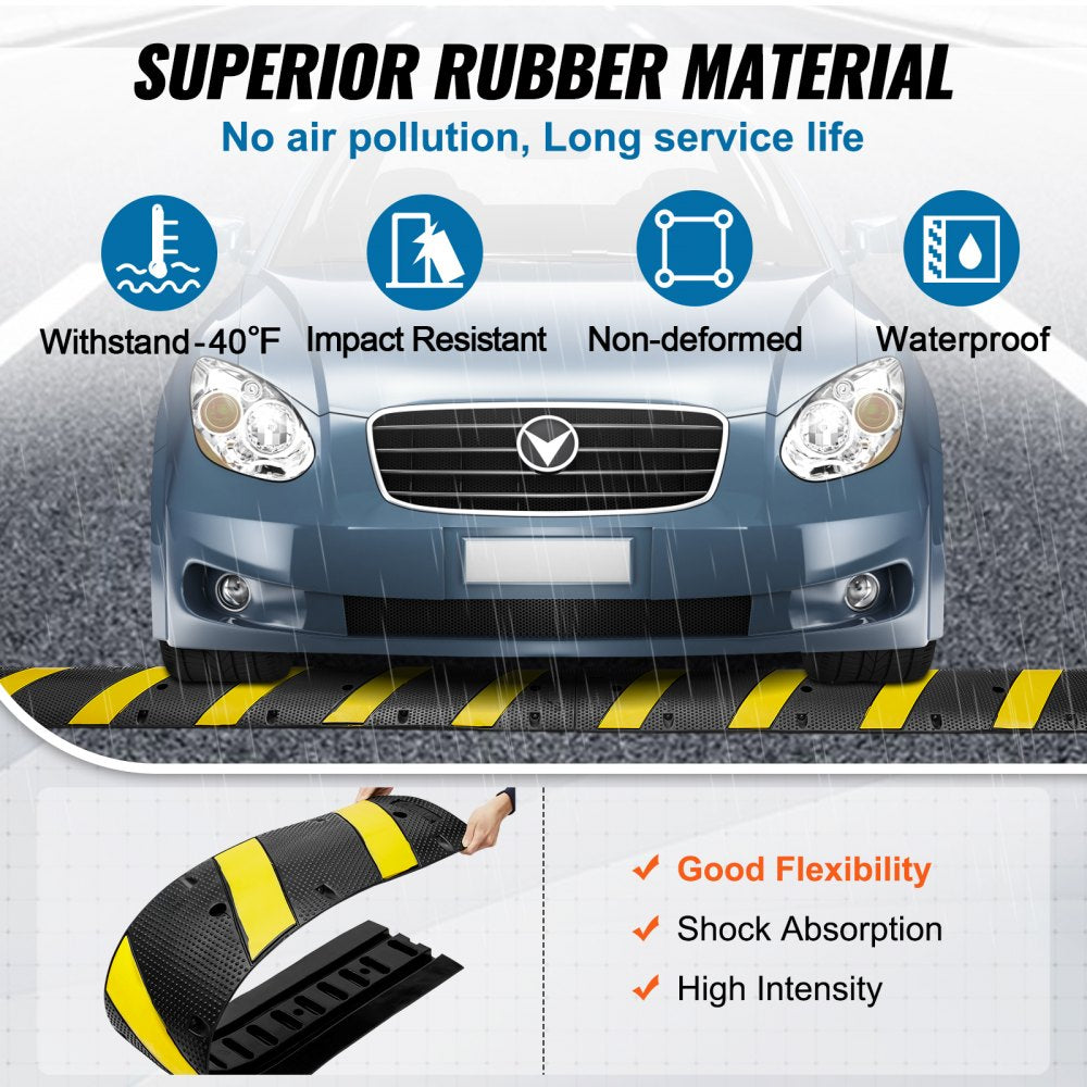 2 PCs 72`` Rubber Speed Bump 2 Channel 22000lbs Load Heavy Duty Speed Hump