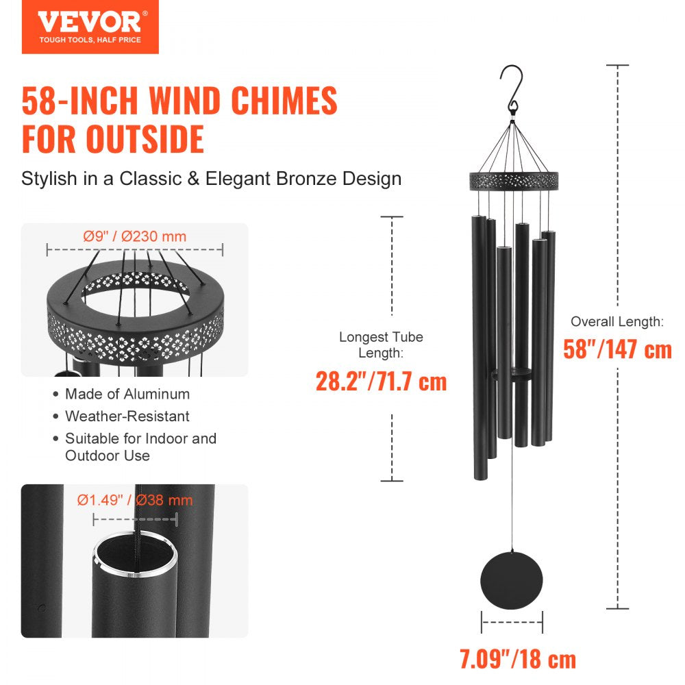 Wind Chimes for Outside 58-Inch Aluminum Memorial Deep Tone Wind Chimes