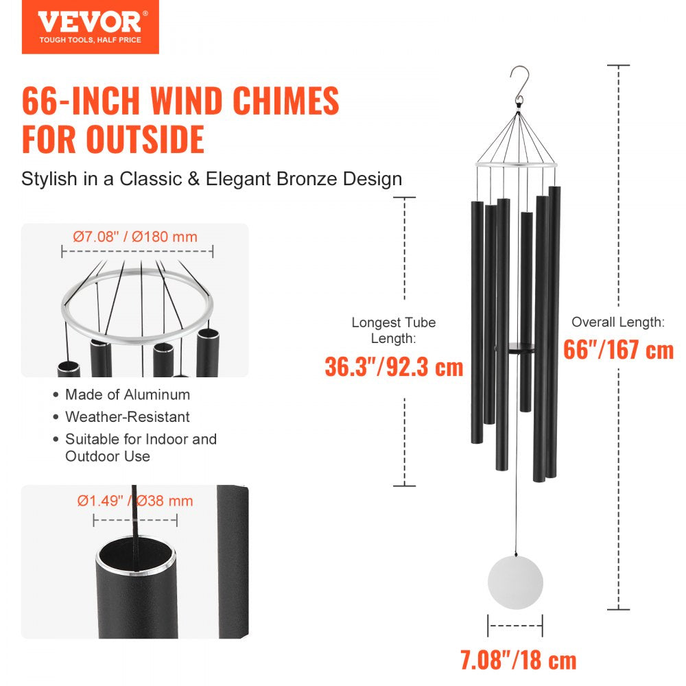 Wind Chimes for Outside 66-Inch Aluminum Memorial Deep Tone Wind Chimes
