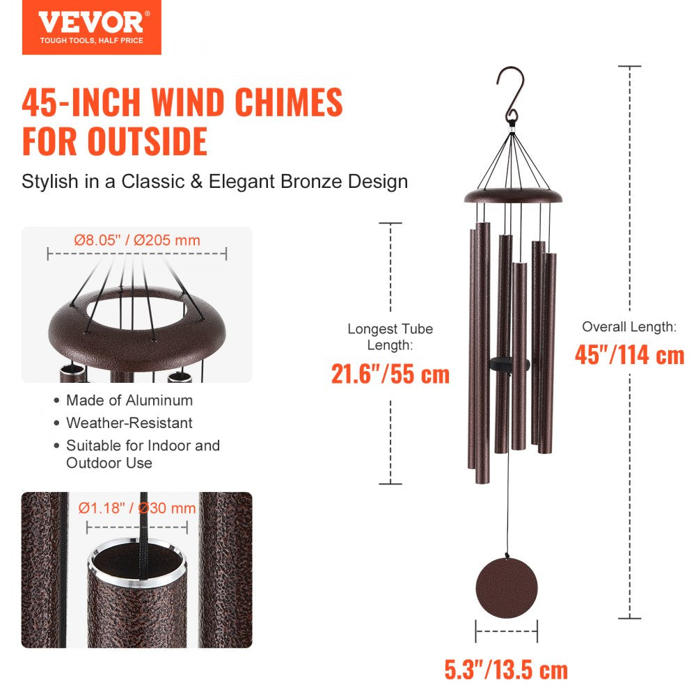Wind Chimes for Outside 45-Inch Aluminum Memorial Deep Tone Wind Chimes