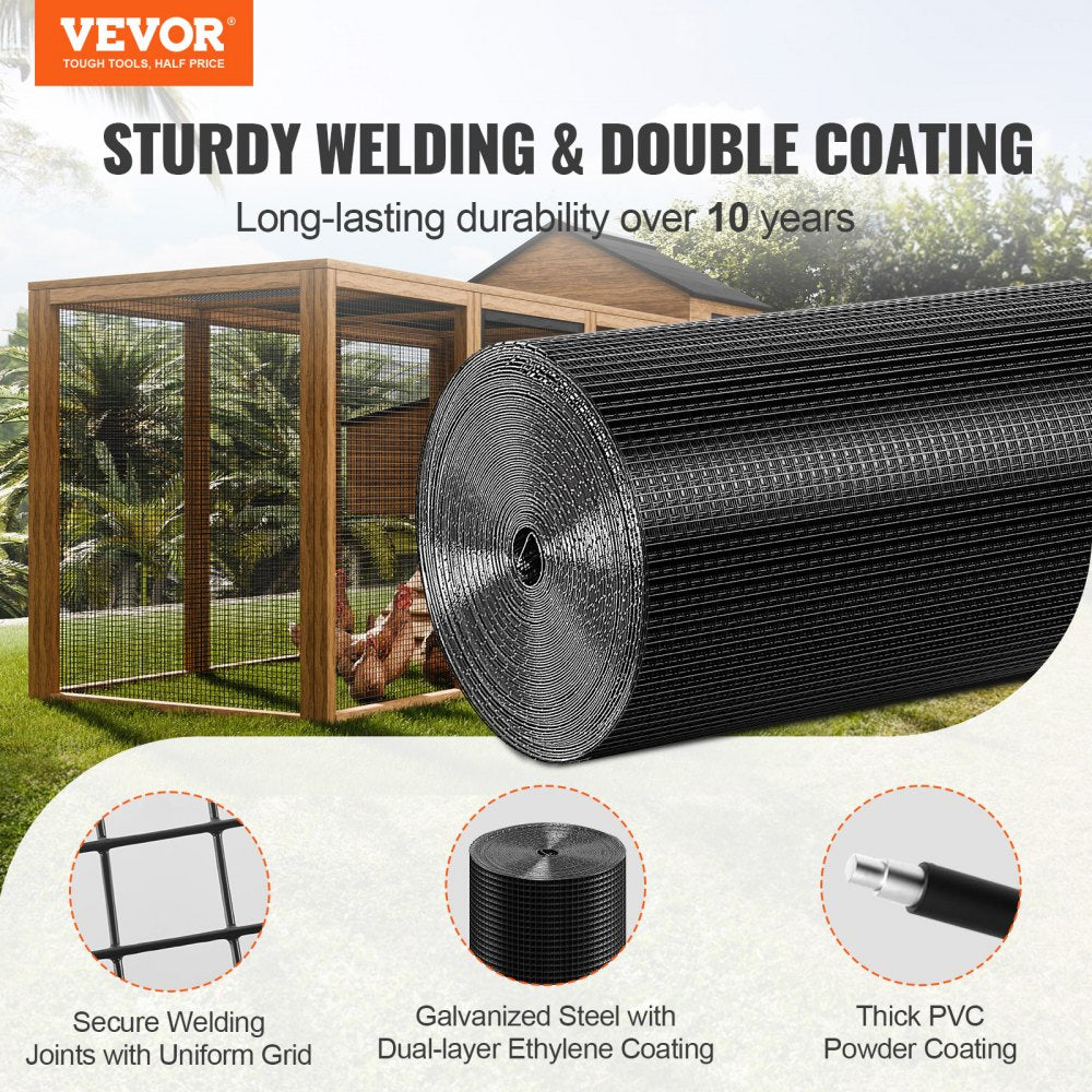 Hardware Cloth, 24`` x 100` Galvanized Wire Mesh Roll, 19 Gauge Chicken Wire Fence Roll, Vinyl Coating Metal Wire Mesh for Chicken Coop Barrier, Rabbit Snake Fences, Poultry Enclosures