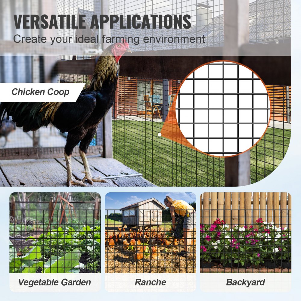 Hardware Cloth, 24`` x 100` Galvanized Wire Mesh Roll, 19 Gauge Chicken Wire Fence Roll, Vinyl Coating Metal Wire Mesh for Chicken Coop Barrier, Rabbit Snake Fences, Poultry Enclosures