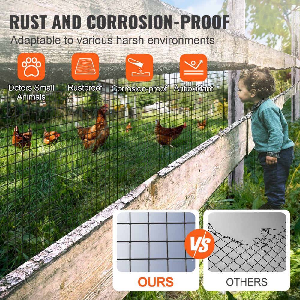 Hardware Cloth, 24`` x 100` Galvanized Wire Mesh Roll, 19 Gauge Chicken Wire Fence Roll, Vinyl Coating Metal Wire Mesh for Chicken Coop Barrier, Rabbit Snake Fences, Poultry Enclosures