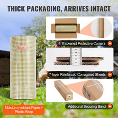 Hardware Cloth, 24`` x 100` Galvanized Wire Mesh Roll, 19 Gauge Chicken Wire Fence Roll, Vinyl Coating Metal Wire Mesh for Chicken Coop Barrier, Rabbit Snake Fences, Poultry Enclosures