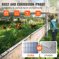 Hardware Cloth, 48`` x 50` Galvanized Wire Mesh Roll, 16 Gauge Chicken Wire Fence Roll, Vinyl Coating Metal Wire Mesh for Chicken Coop Barrier, Rabbit Snake Fences, Poultry Enclosures