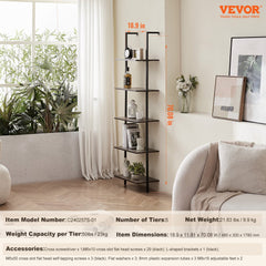 Industrial Square Pipe Shelf 5 Tier 17.3x11.8in Wall-Mount for Bedroom