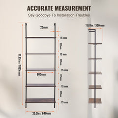 Industrial Square Pipe Shelf 5 Tier 24x11.8in Wall-Mount for Bedroom