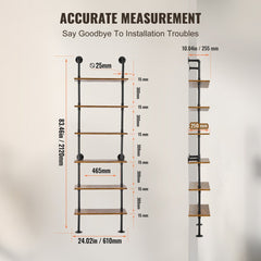 Industrial Pipe Shelf 6 Tier 24x9.84in Wall-Mount for Kitchen Bedroom
