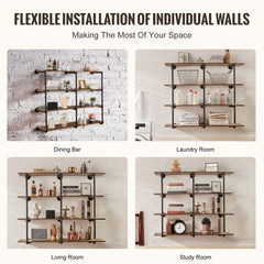Industrial Pipe Shelf 4 Tier 3PCS 11.8in W Wall-Mount Planks NOT Included