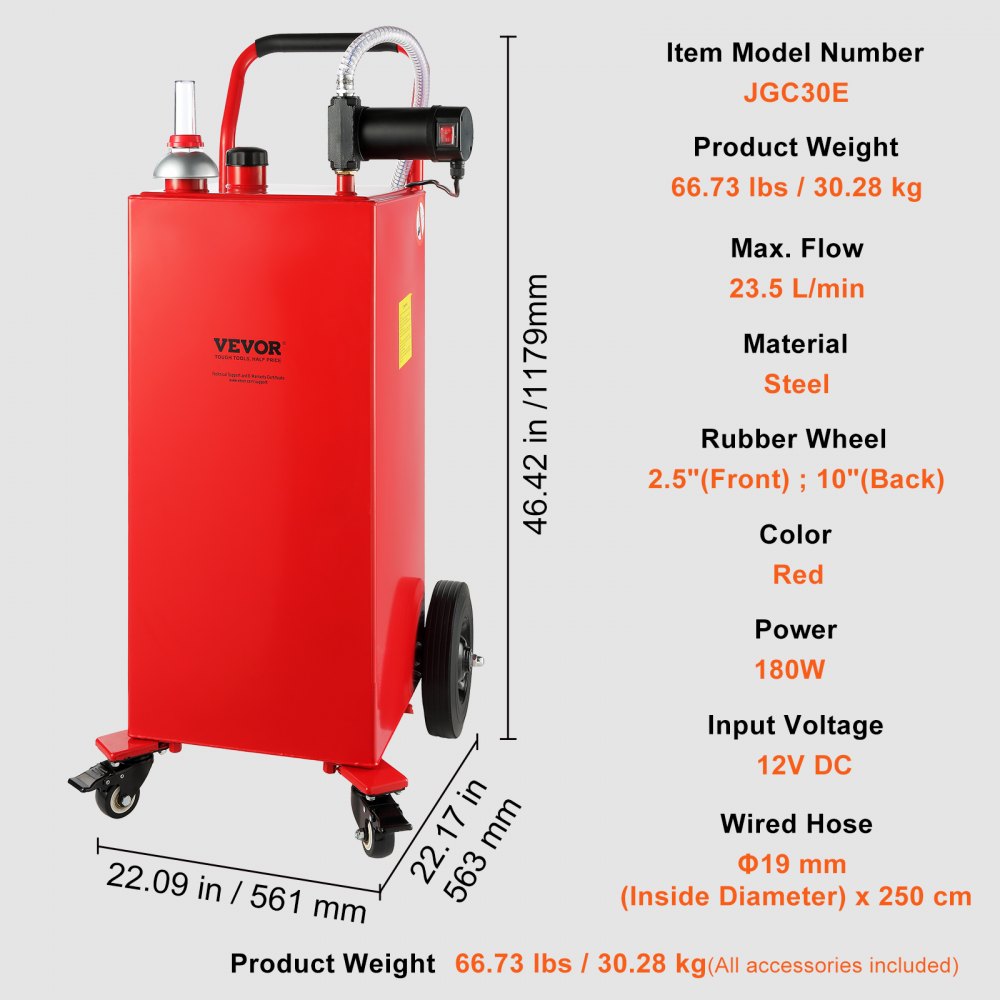 30 Gallon Fuel Caddy, 23.5 L/min, 180W Portable Storage Tank Container with Electric Pump Wheels, Fuel Transfer Storage Tank for Diesel Lubricating Oil Machine Oil Car Mowers Boat Motorcycle
