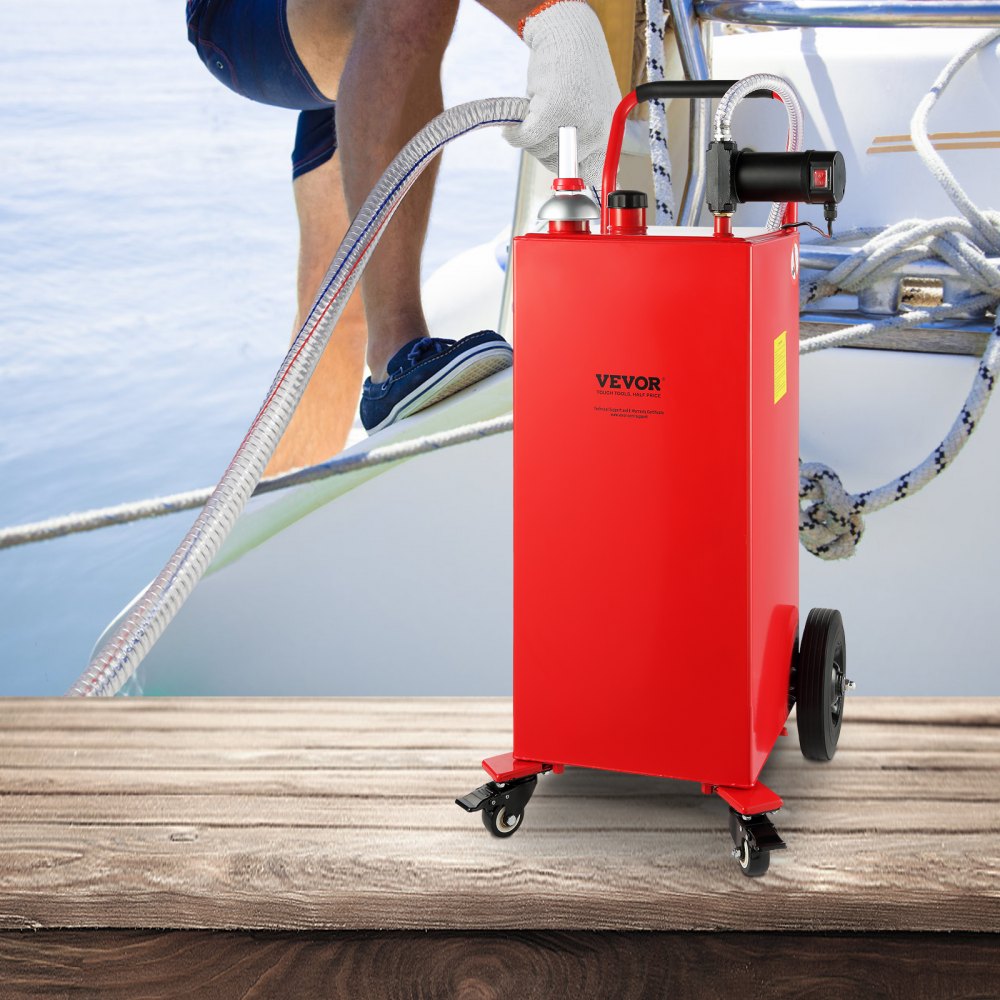 30 Gallon Fuel Caddy, 23.5 L/min, 180W Portable Storage Tank Container with Electric Pump Wheels, Fuel Transfer Storage Tank for Diesel Lubricating Oil Machine Oil Car Mowers Boat Motorcycle