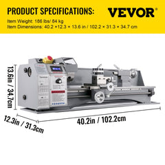 Bostome Mini Metal Lathe with 8.7" swing and 29.5" distance between centers in compact design.