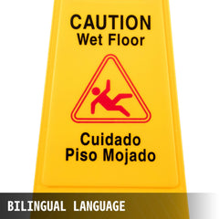 16 Pack Wet Floor Sign, 25" Caution Signs Wet Floor, Fold-Out Wet Floor Sign Bilingual, Double Sided Wet Floor Cones, Wet Sign Floor Sign for Restaurant Restroom Office