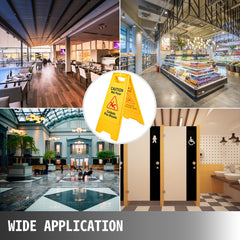 16 Pack Wet Floor Sign, 25" Caution Signs Wet Floor, Fold-Out Wet Floor Sign Bilingual, Double Sided Wet Floor Cones, Wet Sign Floor Sign for Restaurant Restroom Office